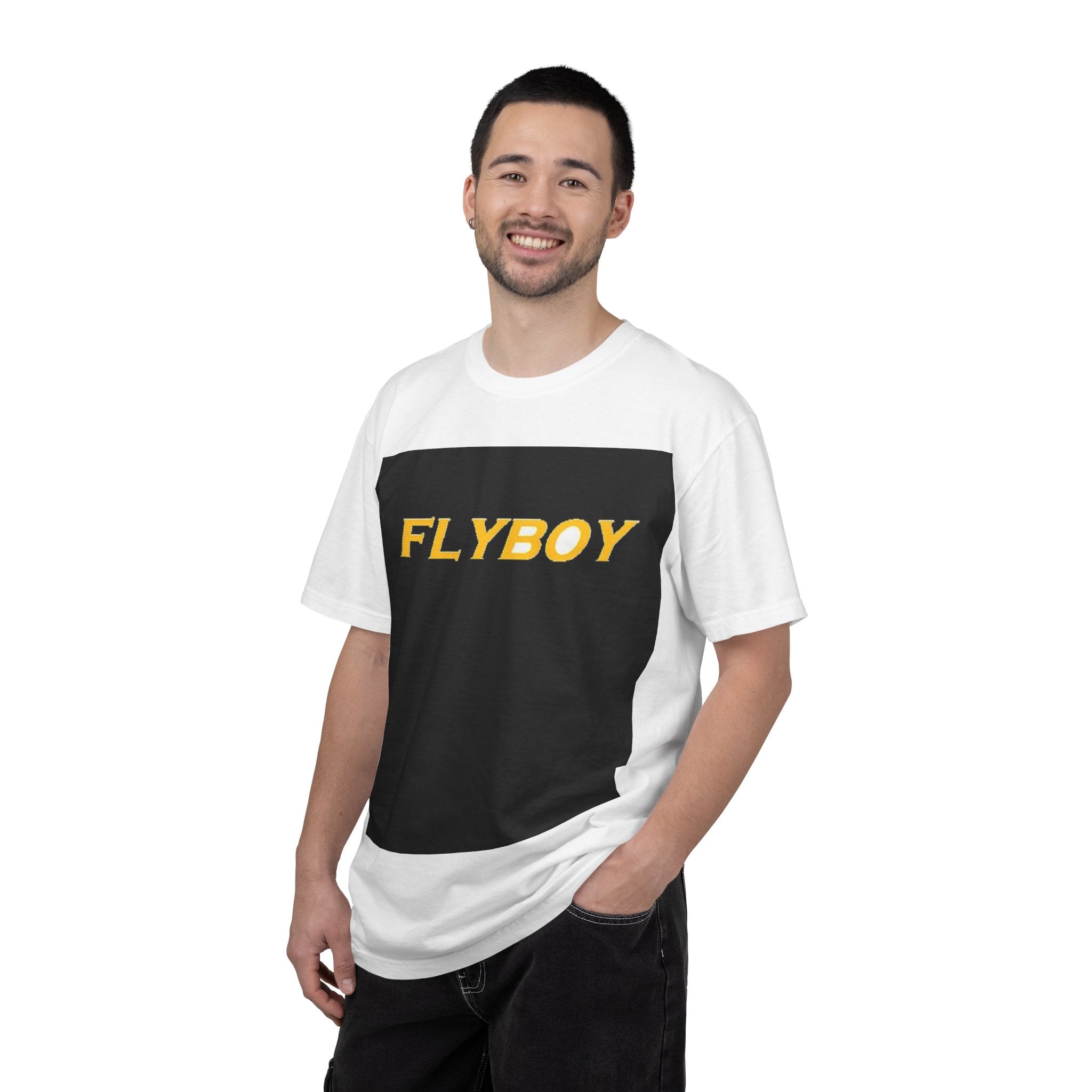 Flyboy Graphic T-Shirt — Bold Yellow Logo Tee