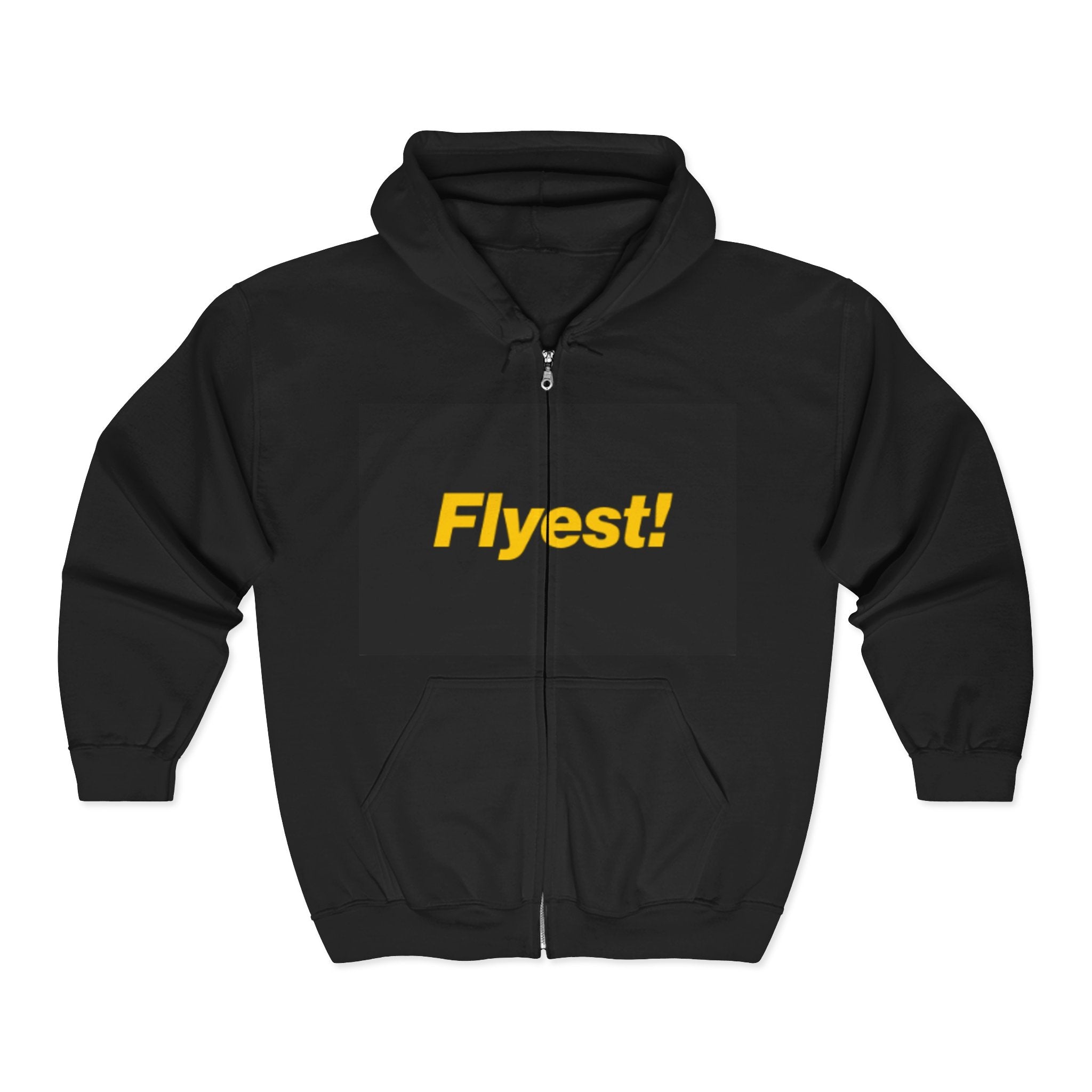 Flyest! Zip Hoodie - Bold Yellow Logo Full-Zip Sweatshirt