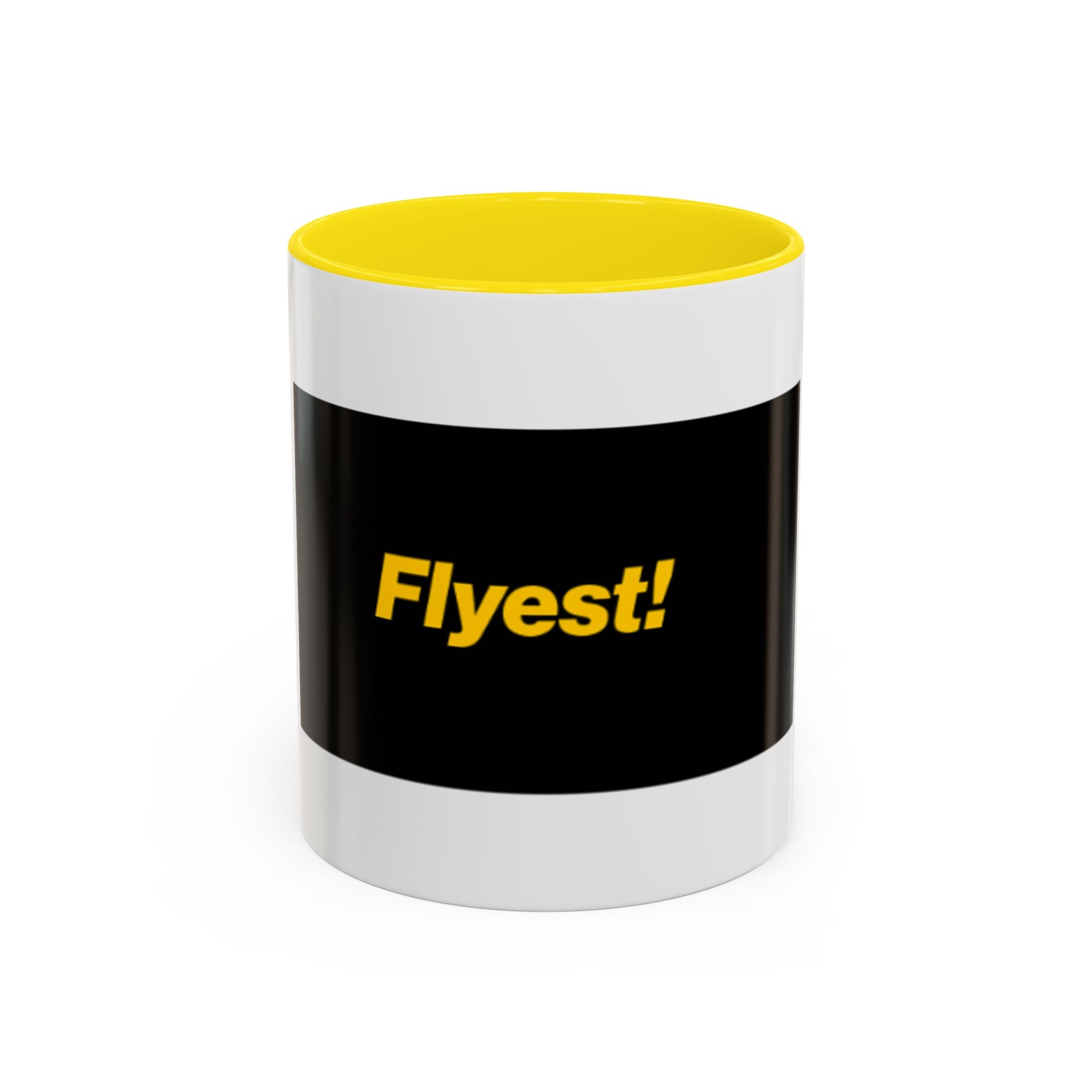 Flyest! Accent Coffee Mug — Bold Black & Yellow Motivational Coffee Cup (11/15oz)