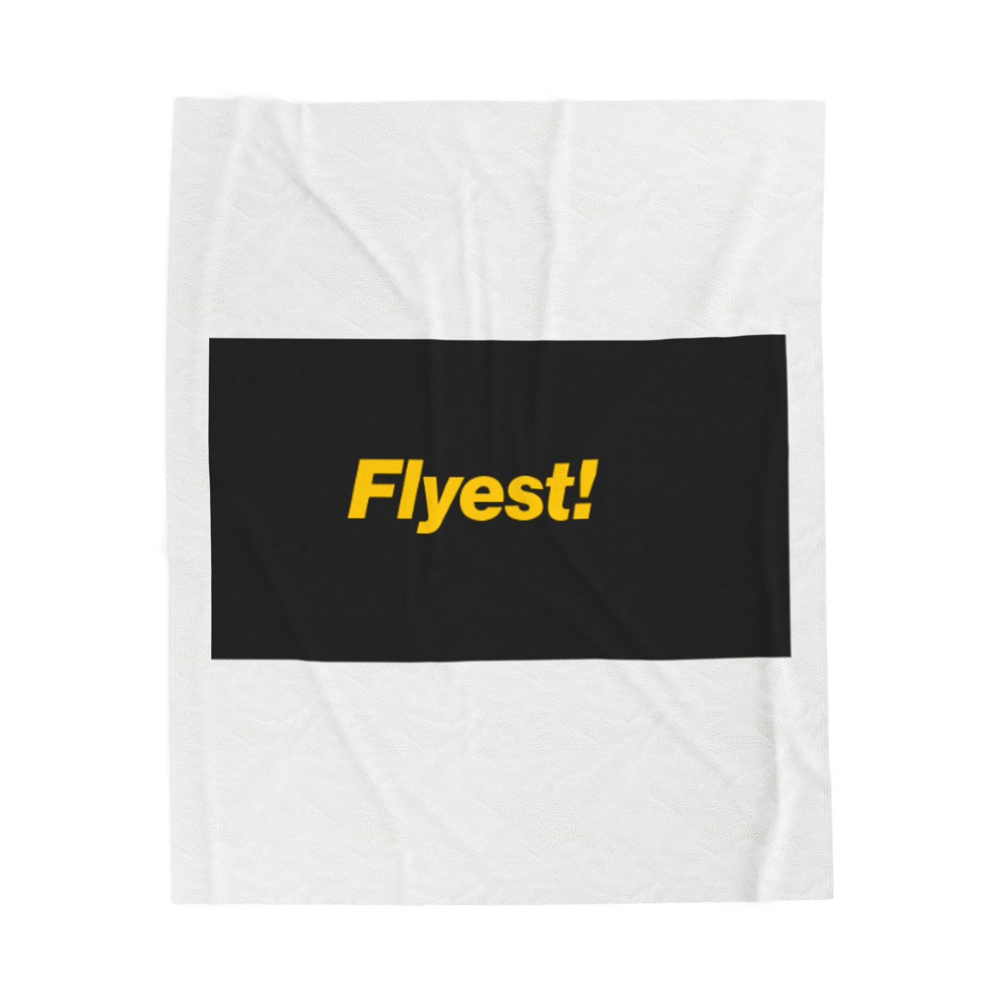 Flyest! Velveteen Plush Blanket — Cozy Graphic Throw with Bold Yellow Text