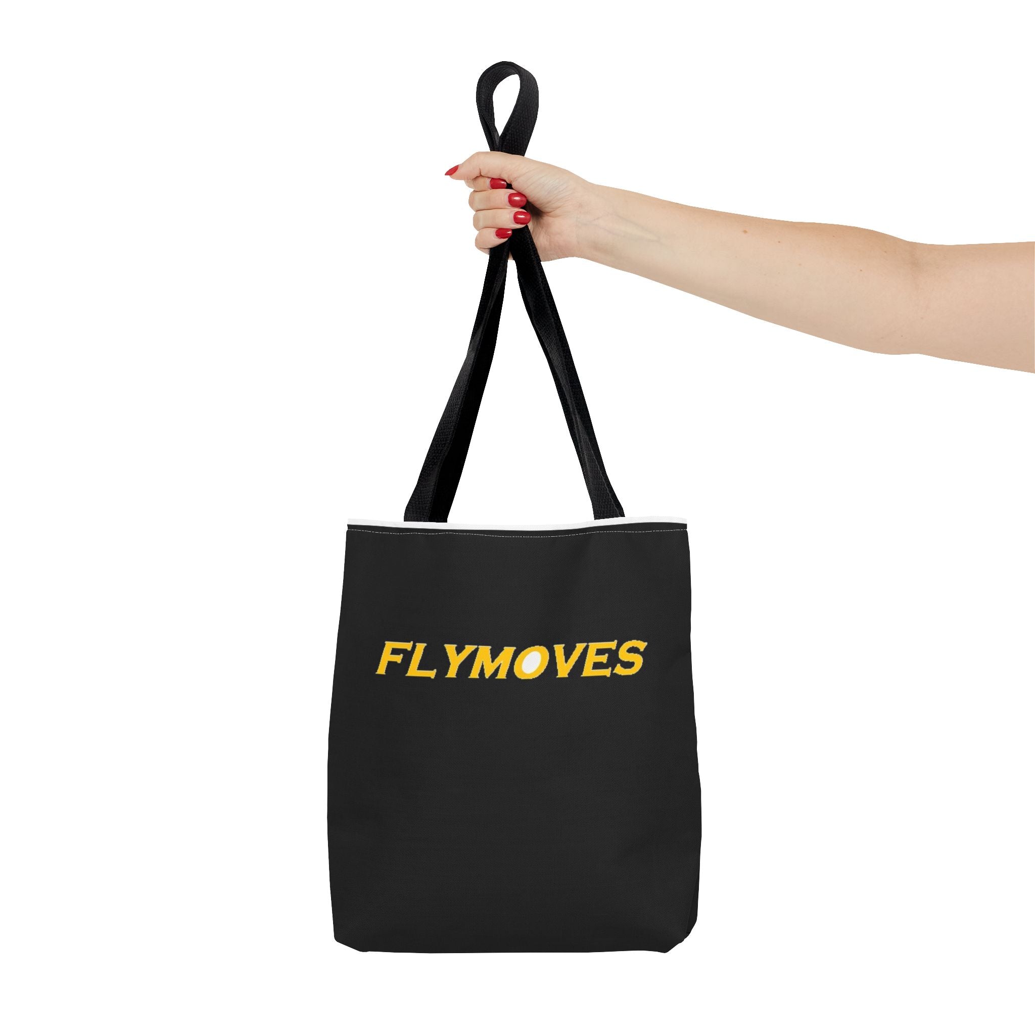 FlyMoves Logo Tote Bag — Black Branded Canvas Carryall
