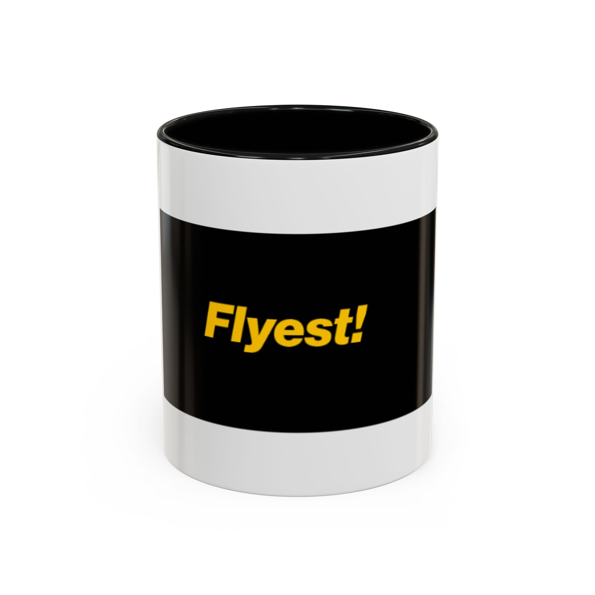Flyest! Accent Coffee Mug — Bold Black & Yellow Motivational Coffee Cup (11/15oz)