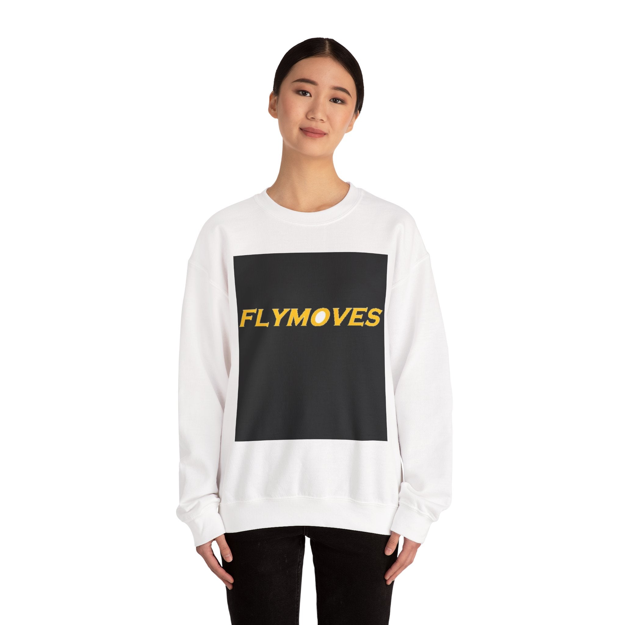 FlyMoves Crewneck Sweatshirt — Retro Gold Logo Graphic Pullover