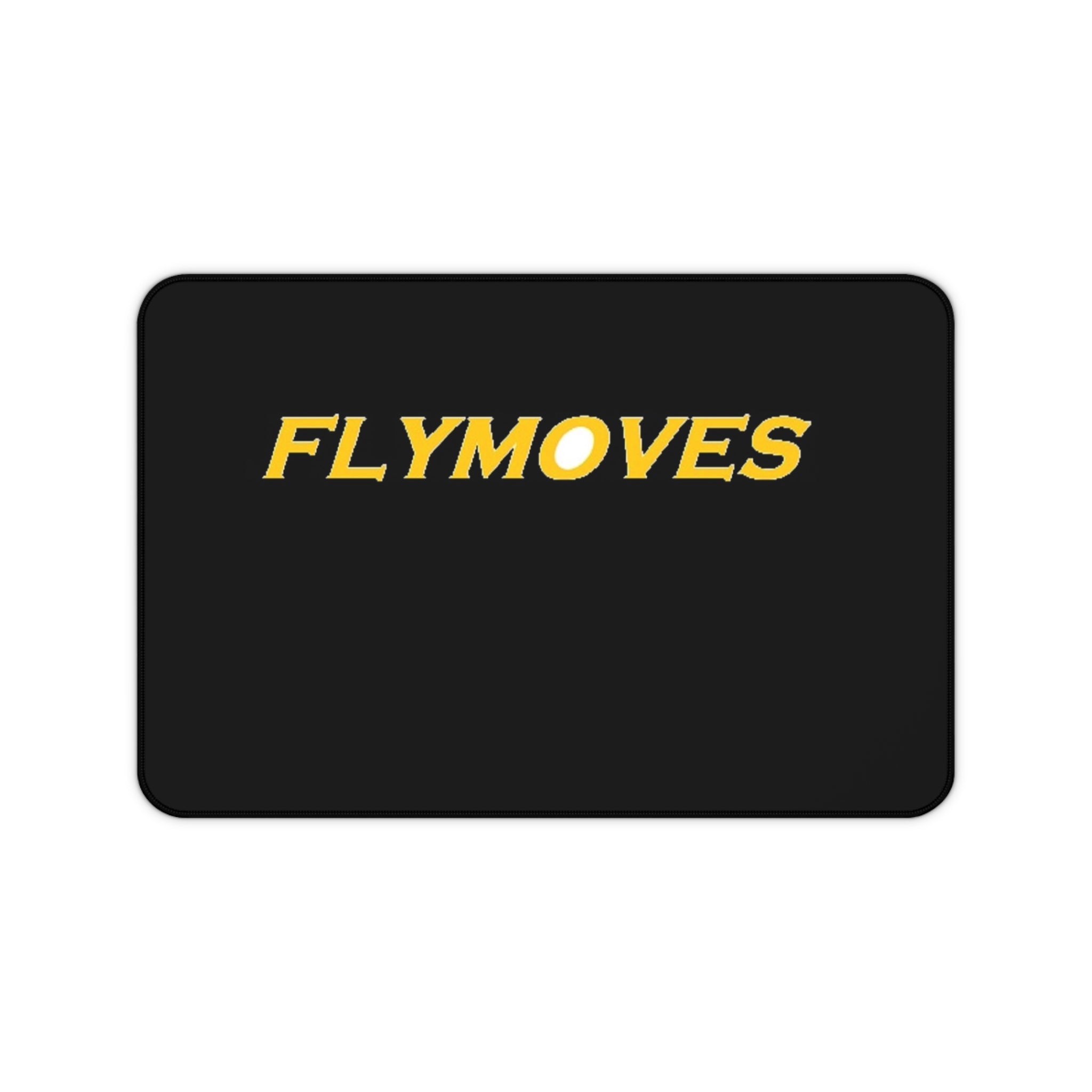 Desk Mat — "FLYMOVES" Black Gaming/Work Desk Mat with Bold Yellow Logo