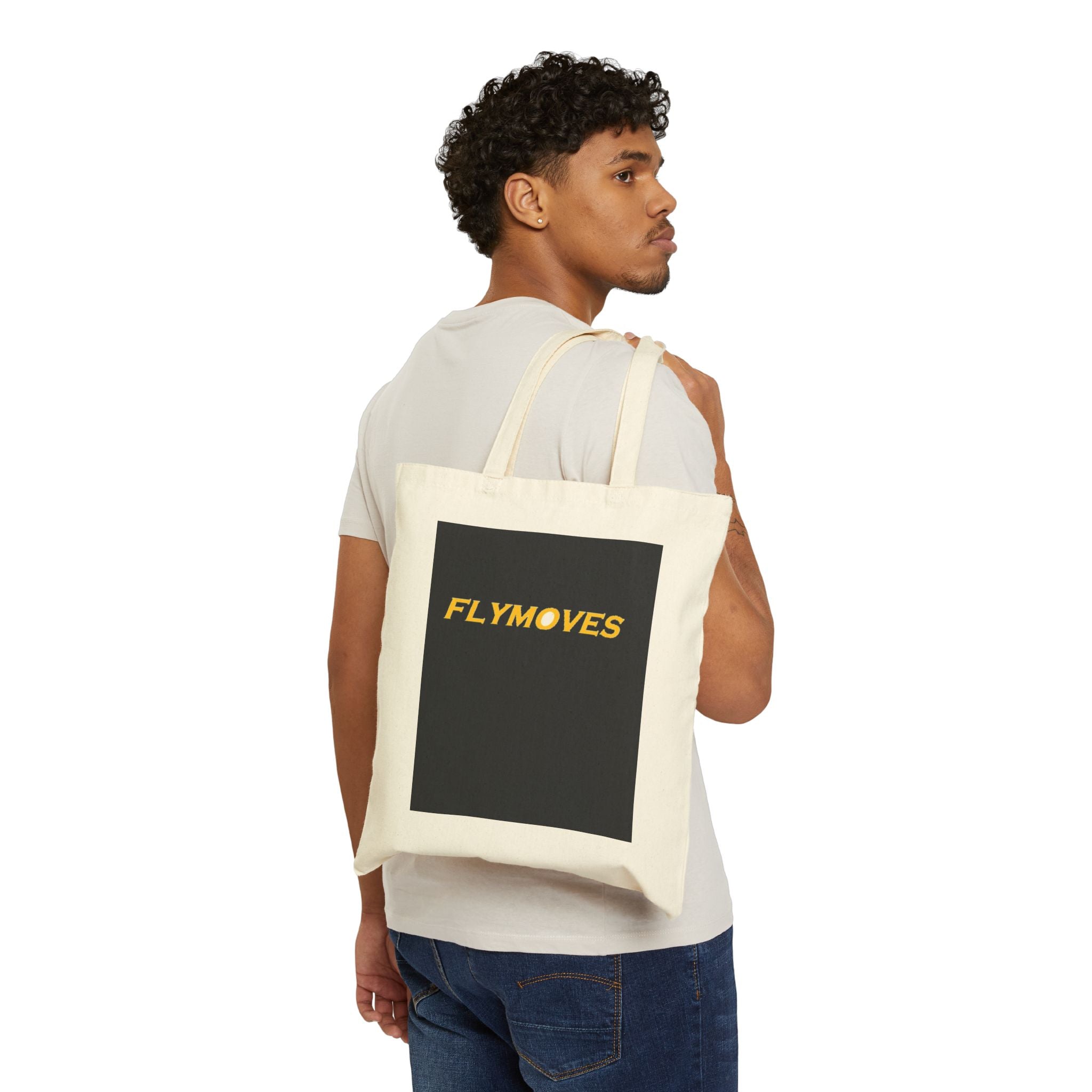 FlyMoves Canvas Tote Bag — Logo Cotton Grocery & Everyday Beach Bag