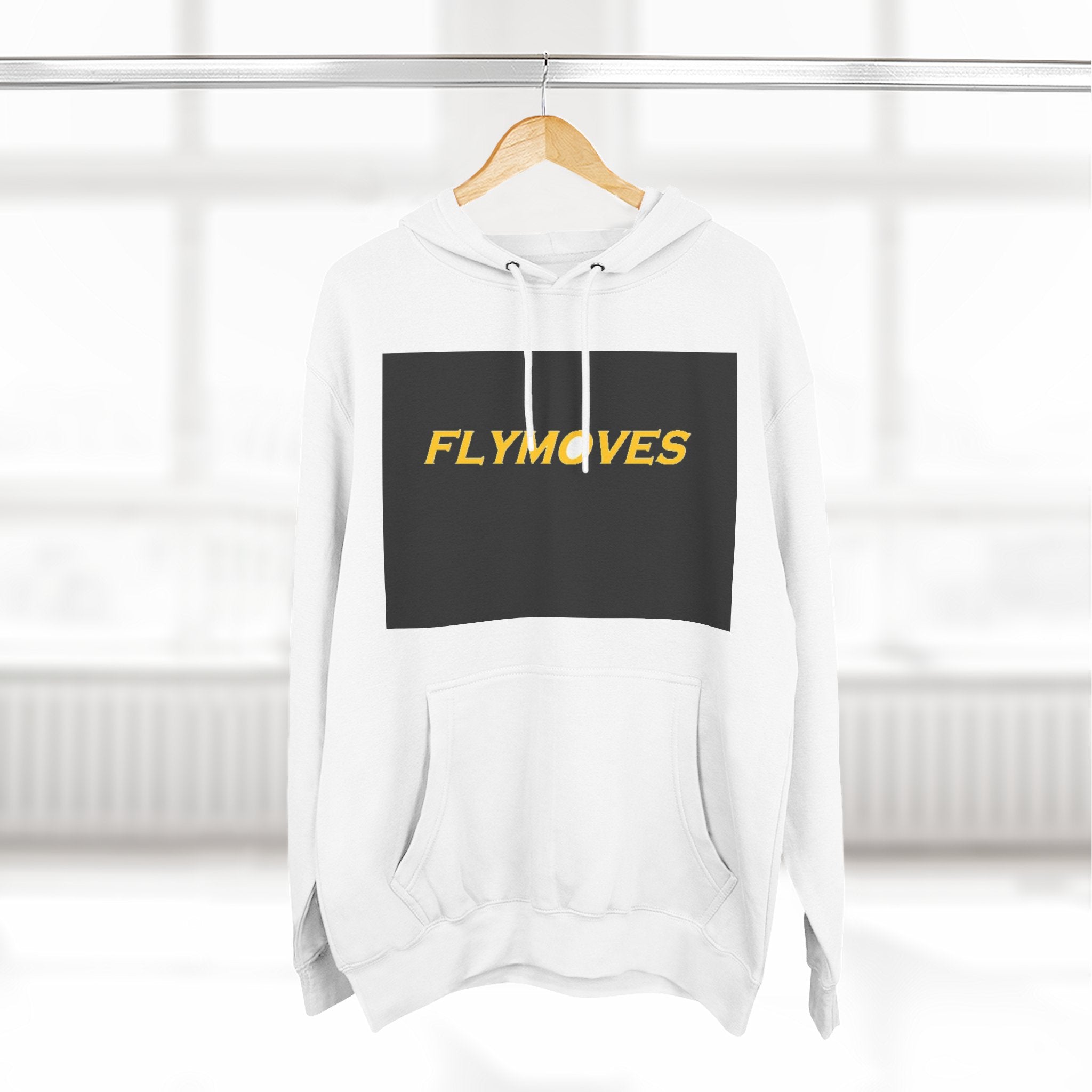 FlyMoves Hoodie — Bold Yellow Logo Fleece Pullover