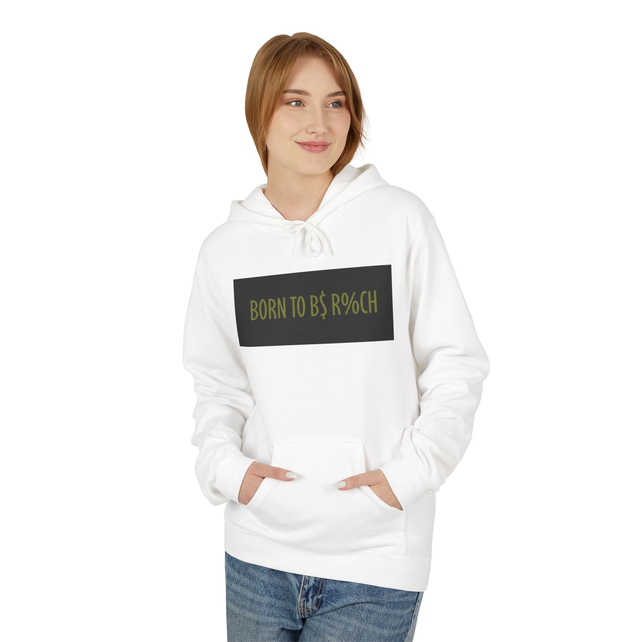 Born to Be Rich Hoodie — Retro Green Text Graphic Pullover