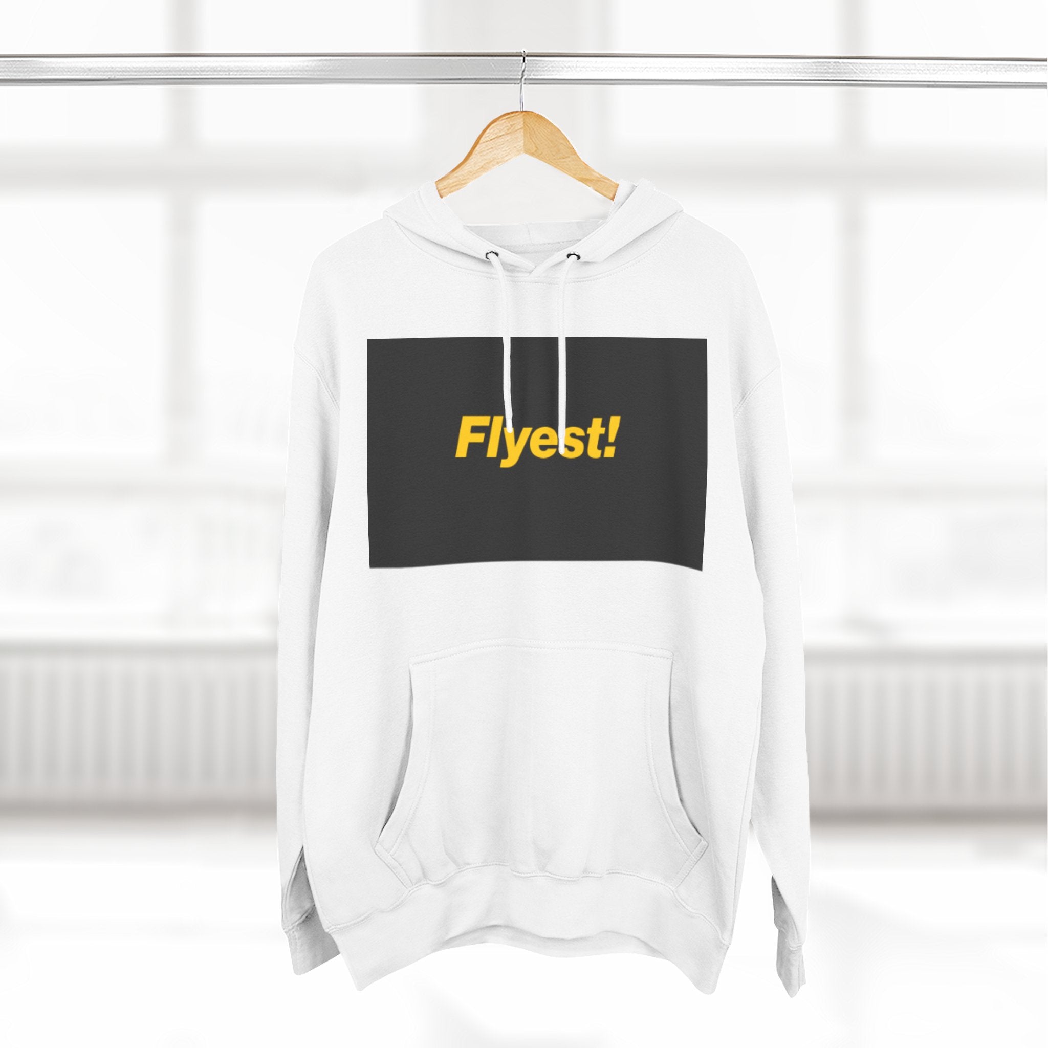 Flyest! Pullover Hoodie — Bold Yellow Text on Black Panel
