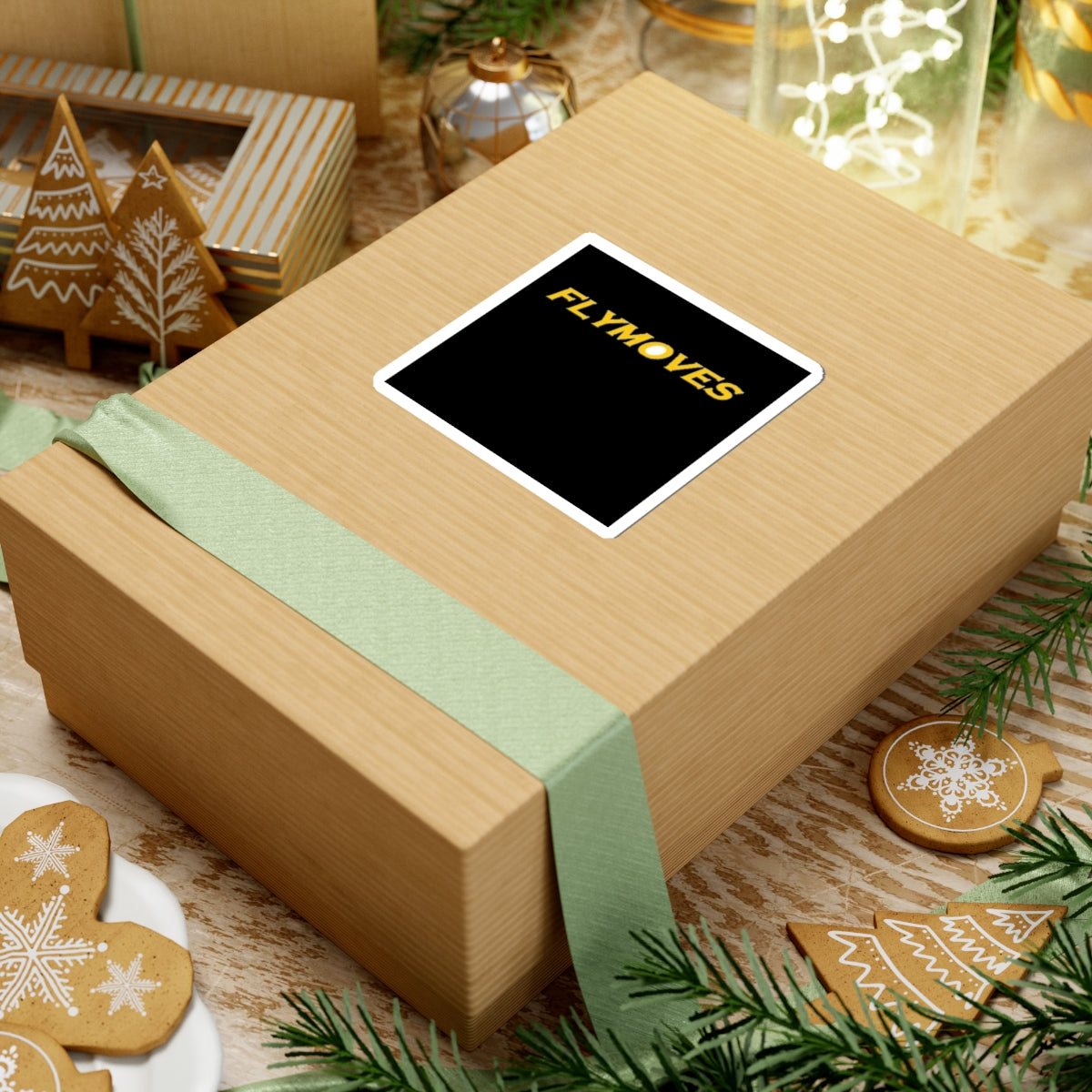 FlyMoves Yellow Logo Sticker — Kiss-Cut Laptop Decal