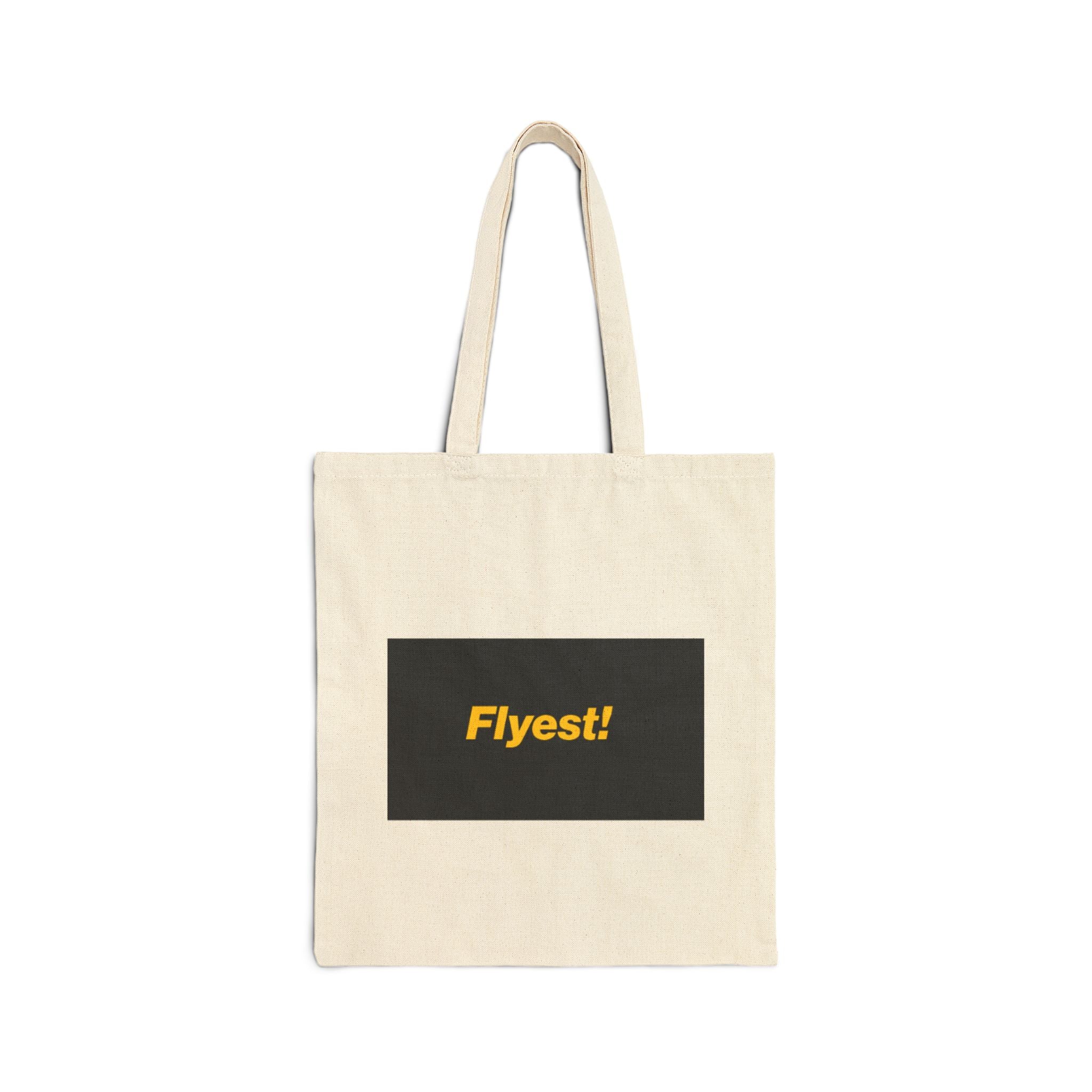 Flyest! Cotton Canvas Tote Bag - Bold Yellow Text Eco Shopper