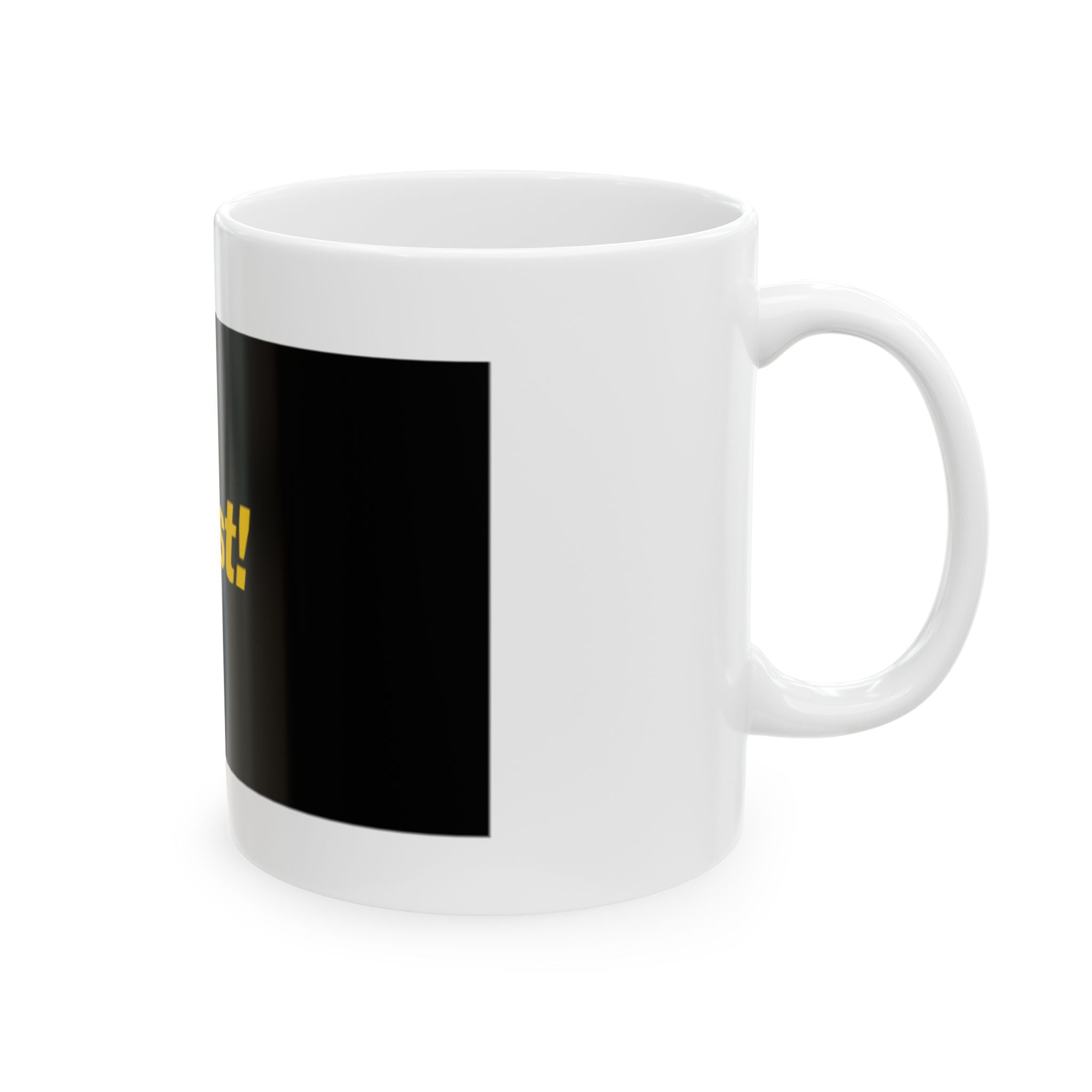 Flyest! Ceramic Mug — Bold Yellow Text on Black Coffee Cup (11oz & 15oz)