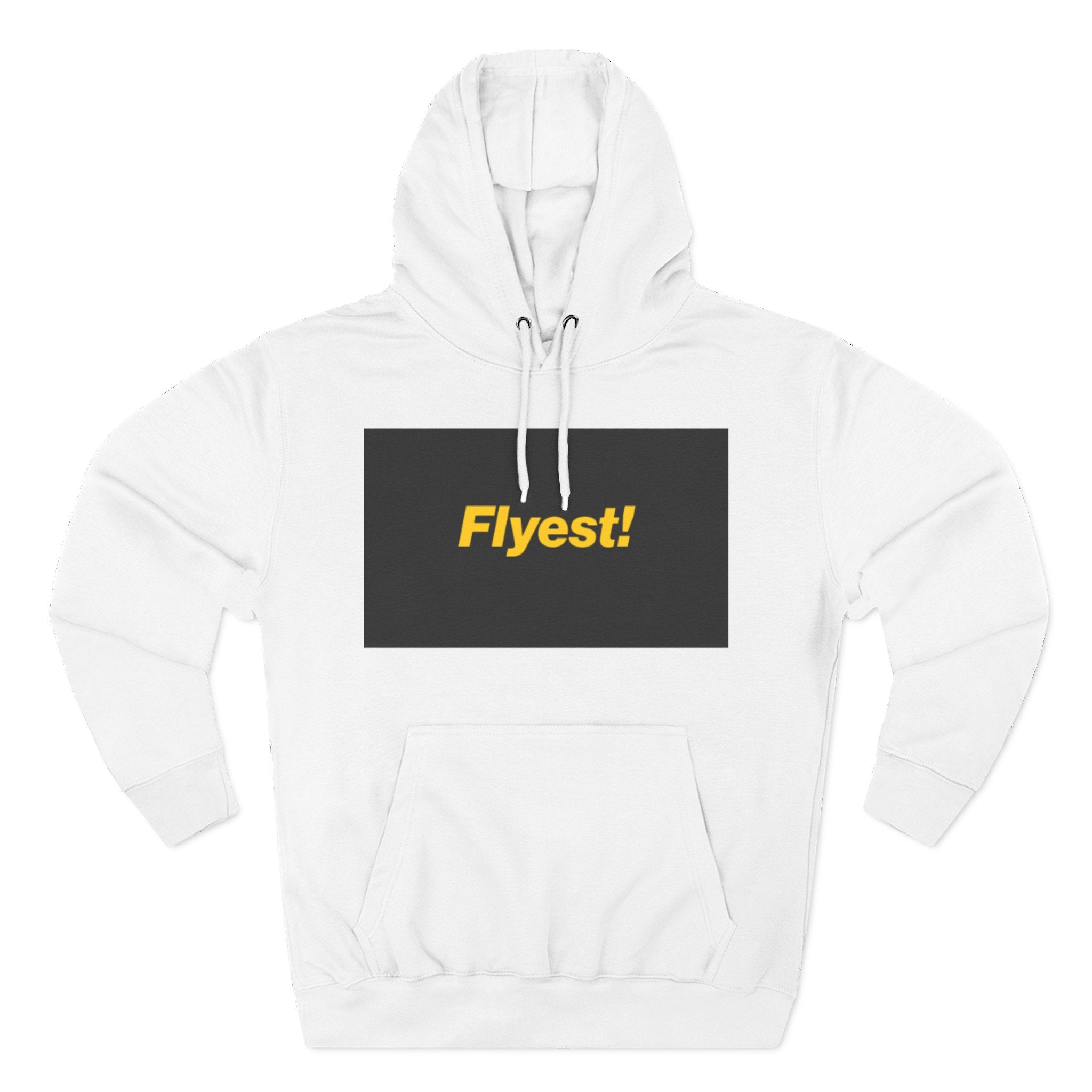 Flyest! Pullover Hoodie — Bold Yellow Text on Black Panel