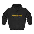 FlyMoves Zip Hoodie — Bold Yellow Logo Full‑Zip Hooded Sweatshirt
