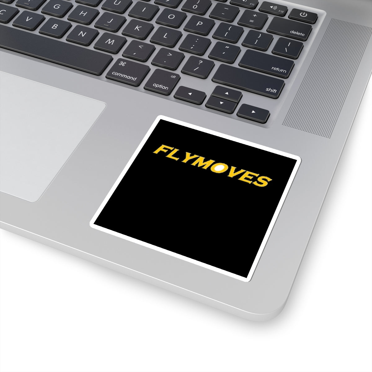 FlyMoves Yellow Logo Sticker — Kiss-Cut Laptop Decal