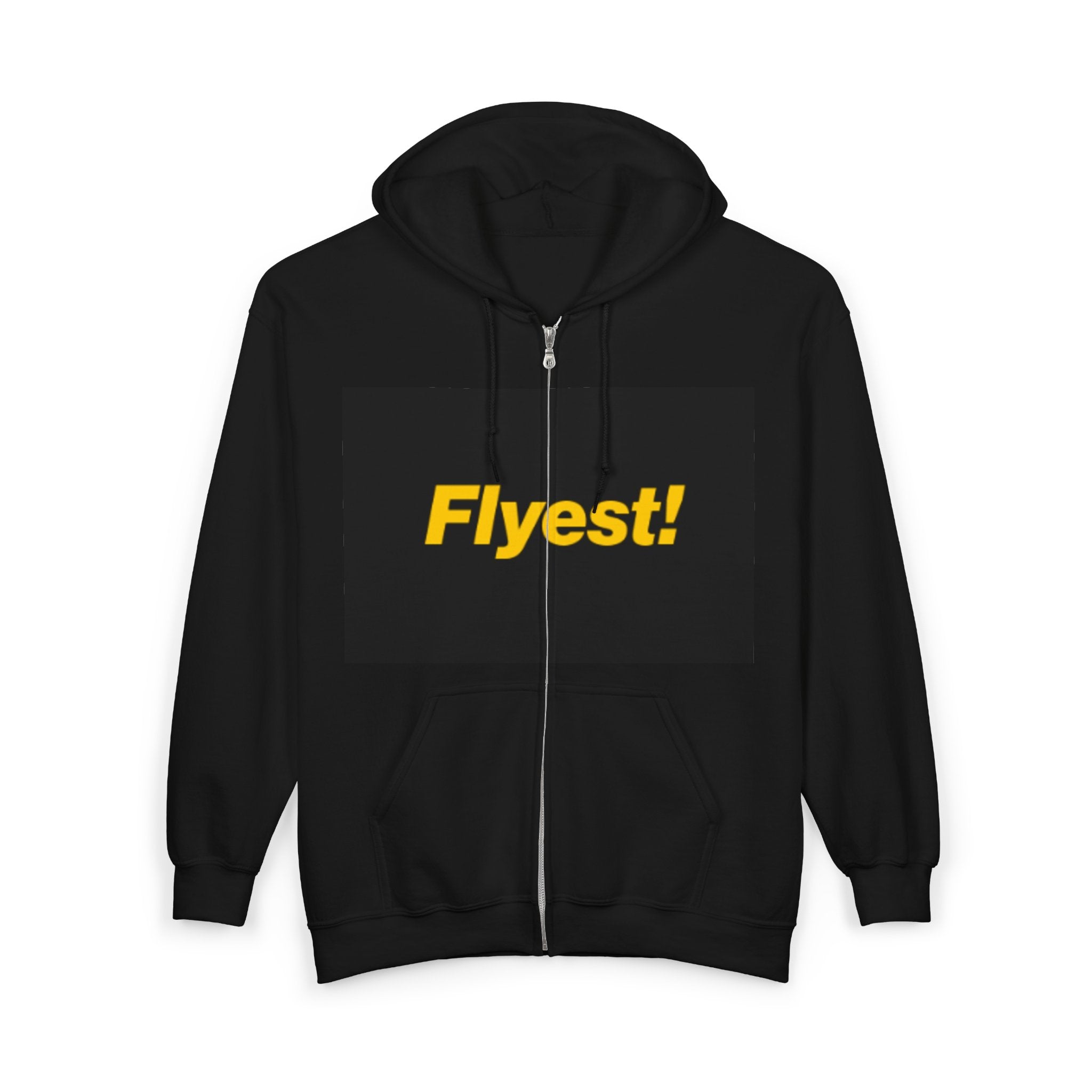 Flyest! Zip Hoodie - Bold Yellow Logo Full-Zip Sweatshirt